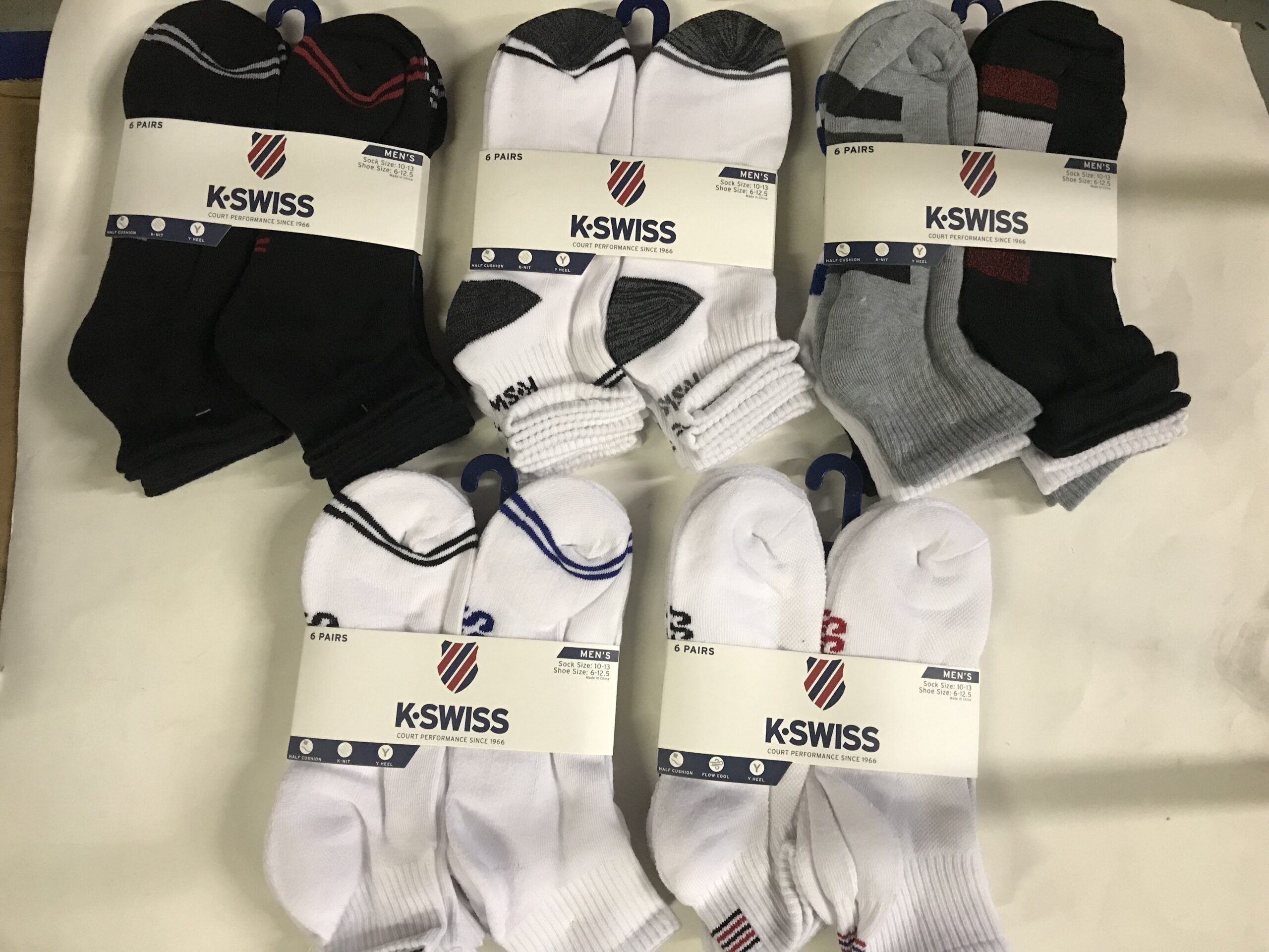 Men's “K-Swiss” 6- Pack Performance Cushioned Quarter Socks – Big City  Trading