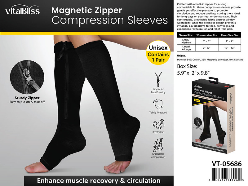 Magnetic Zippered Compression Socks .Seemless design