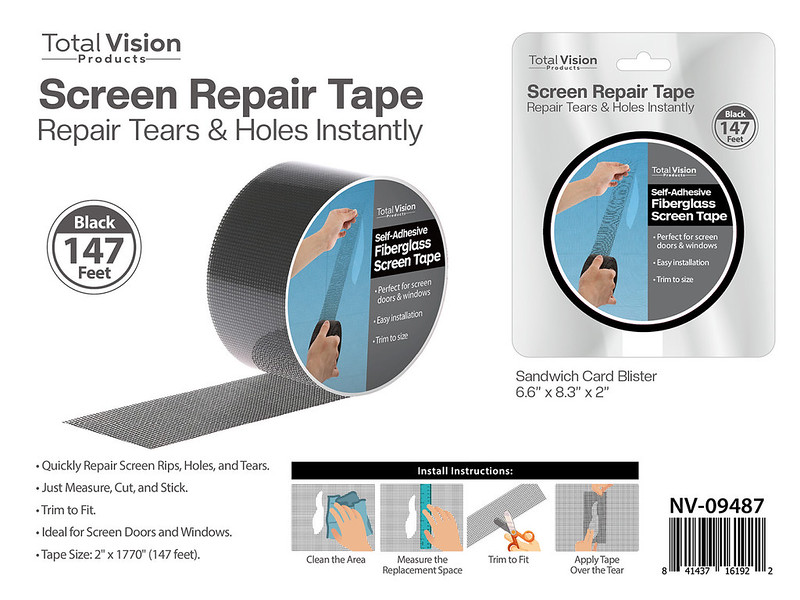 Screen Repair Tape , 2" x147 '.Black