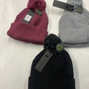 Ladies HOT PAW  Ribbed HW 2 Layer  Knit Pom Toque