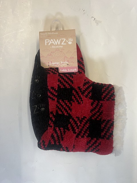Ladies Bear Pawz , Sherpa Lined Non Slip Slipper Sock