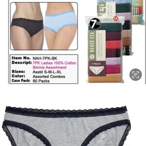 Ladies 100 % Cotton BIKINI Panties  with Lace waistband