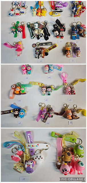 Popular Characters Vinyl  Keychains  With Printed Vinyl Wrist strap and Metal Key Ring