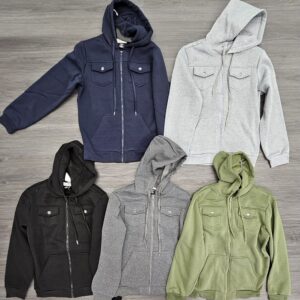 Mens Fleece Zippered Hoody Jacket with 2 Top Pockets