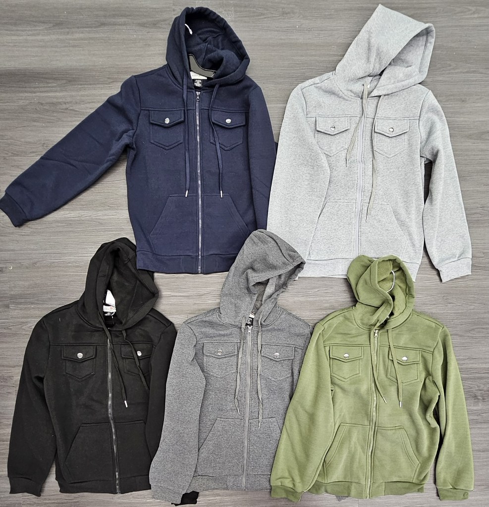 Mens Fleece Zippered Hoody Jacket with 2 Top Pockets