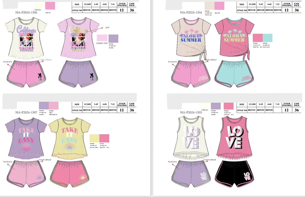 Girls  2 Piece Short Set. French terry Shorts .