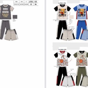 Boys 3 piece coordinating Top /Pant and Short set